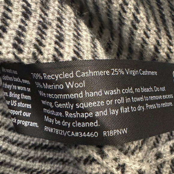 Eileen Fisher Black and Grey Funnel Neck Cashmere Sweater - Picture 7 of 8